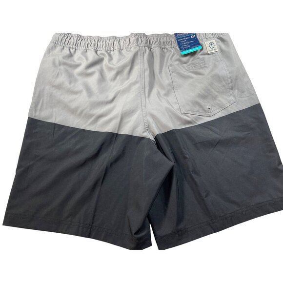 Trinity Coast Mens Size XLT Swim Trunks w Drawstring Waist Colorblock Gray Black - Picture 2 of 13